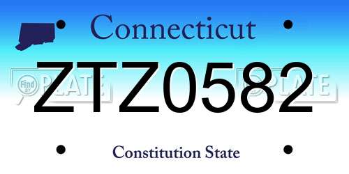 ZTZ0582 Connecticut License Plate