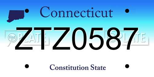 ZTZ0587 Connecticut License Plate
