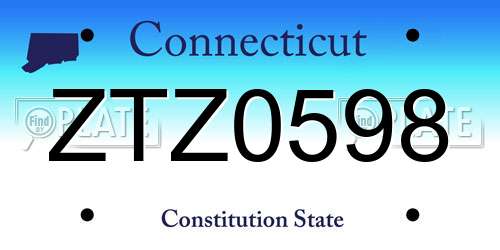 ZTZ0598 Connecticut License Plate