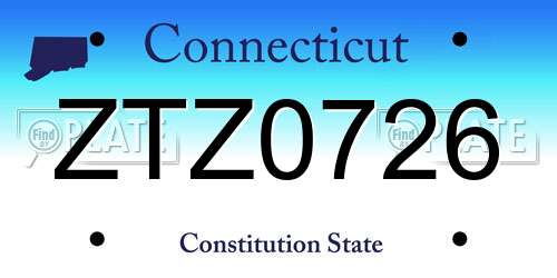 ZTZ0726 Connecticut License Plate