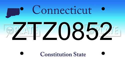 ZTZ0852 Connecticut License Plate