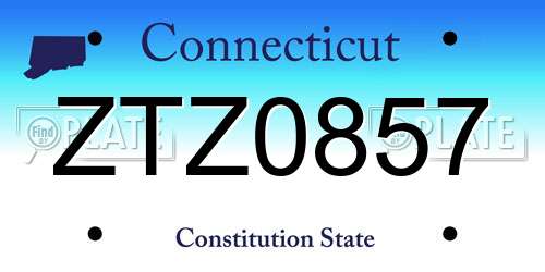 ZTZ0857 Connecticut License Plate