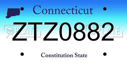 ZTZ0882 Connecticut License Plate