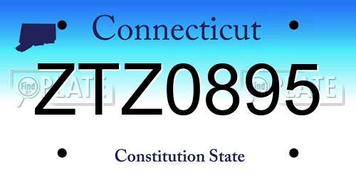 ZTZ0895 Connecticut License Plate