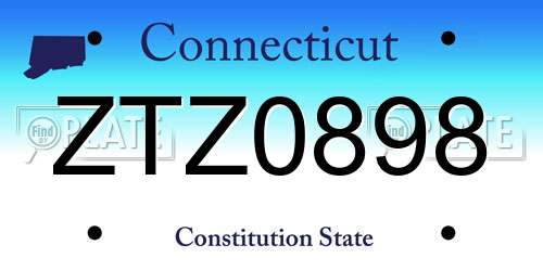 ZTZ0898 Connecticut License Plate