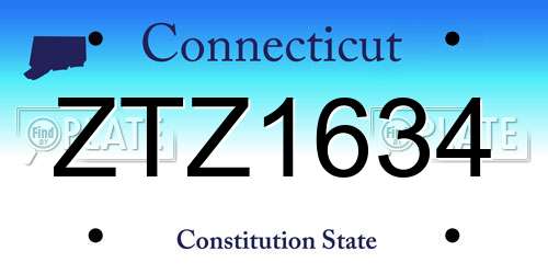 ZTZ1634 Connecticut License Plate
