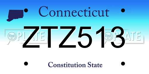 ZTZ513 Connecticut License Plate