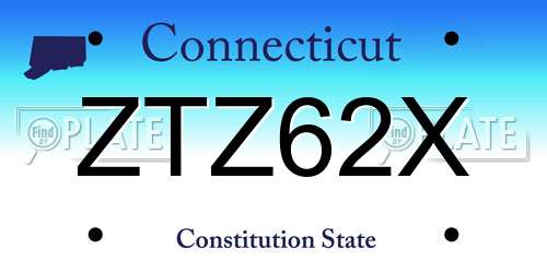 ZTZ62X Connecticut License Plate
