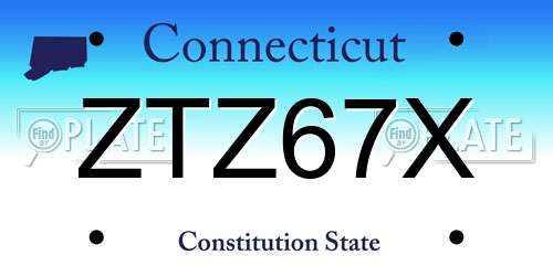 ZTZ67X Connecticut License Plate