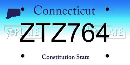 ZTZ764 Connecticut License Plate