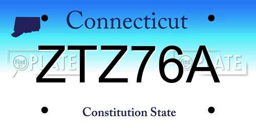 ZTZ76A Connecticut License Plate