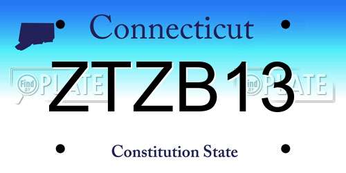 ZTZB13 Connecticut License Plate