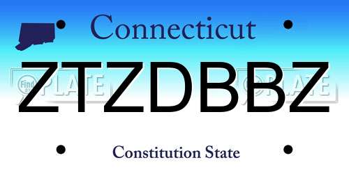 ZTZDBBZ Connecticut License Plate