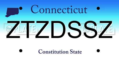 ZTZDSSZ Connecticut License Plate