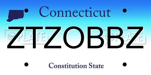 ZTZOBBZ Connecticut License Plate