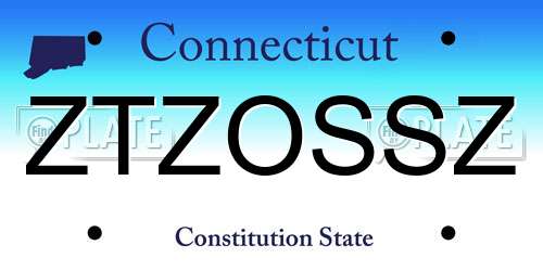 ZTZOSSZ Connecticut License Plate