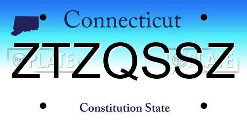 ZTZQSSZ Connecticut License Plate