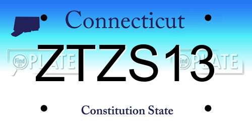 ZTZS13 Connecticut License Plate