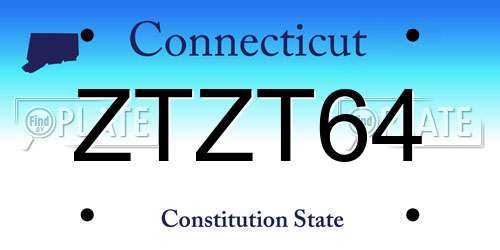 ZTZT64 Connecticut License Plate