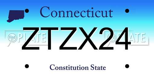 ZTZX24 Connecticut License Plate