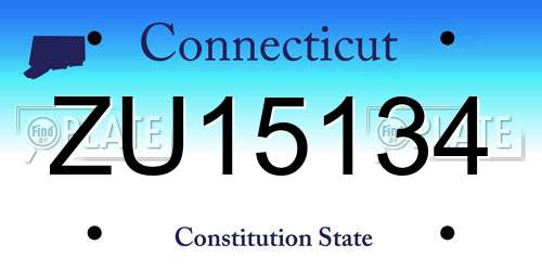 ZU15134 Connecticut License Plate