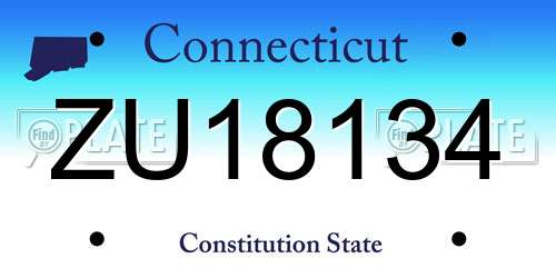 ZU18134 Connecticut License Plate