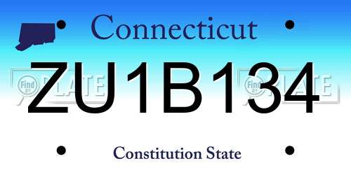 ZU1B134 Connecticut License Plate
