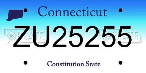 ZU25255 Connecticut License Plate