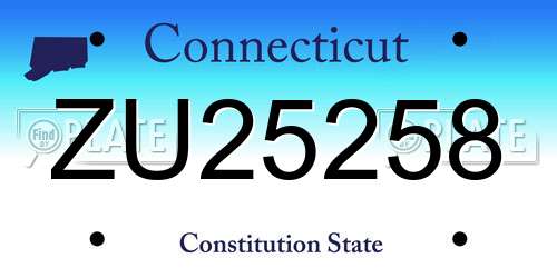 ZU25258 Connecticut License Plate