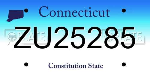 ZU25285 Connecticut License Plate