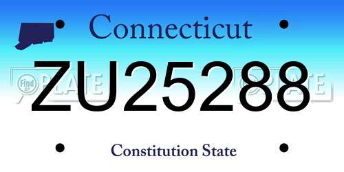 ZU25288 Connecticut License Plate