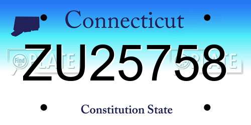 ZU25758 Connecticut License Plate