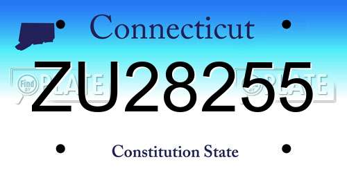 ZU28255 Connecticut License Plate
