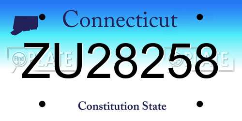 ZU28258 Connecticut License Plate