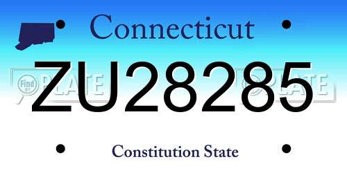 ZU28285 Connecticut License Plate