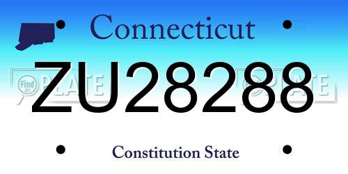 ZU28288 Connecticut License Plate