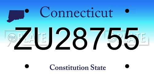 ZU28755 Connecticut License Plate