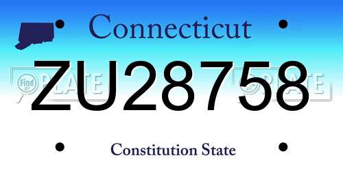 ZU28758 Connecticut License Plate