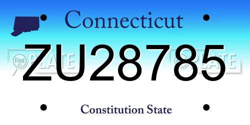 ZU28785 Connecticut License Plate
