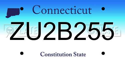 ZU2B255 Connecticut License Plate