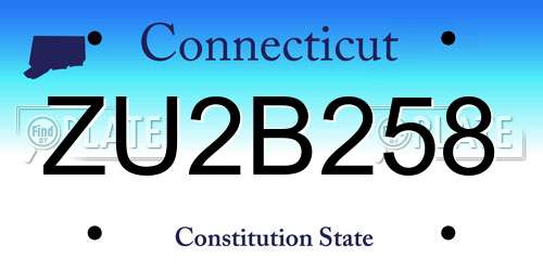 ZU2B258 Connecticut License Plate