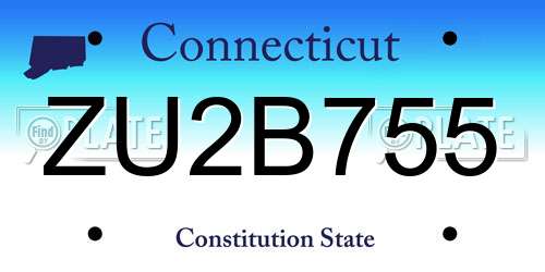 ZU2B755 Connecticut License Plate