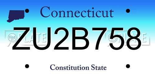 ZU2B758 Connecticut License Plate