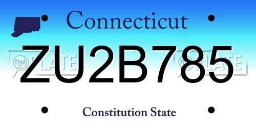 ZU2B785 Connecticut License Plate