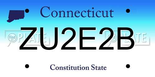 ZU2E2B Connecticut License Plate