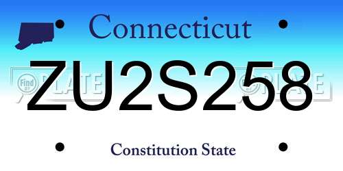 ZU2S258 Connecticut License Plate