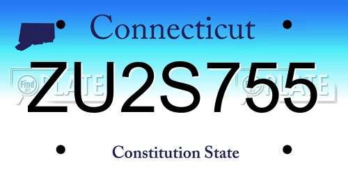 ZU2S755 Connecticut License Plate