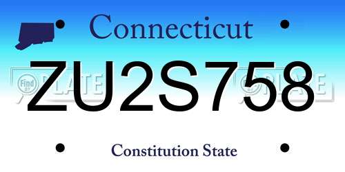 ZU2S758 Connecticut License Plate