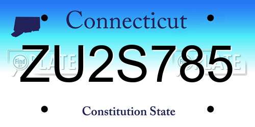 ZU2S785 Connecticut License Plate