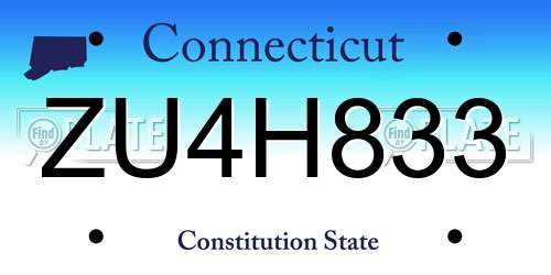 ZU4H833 Connecticut License Plate